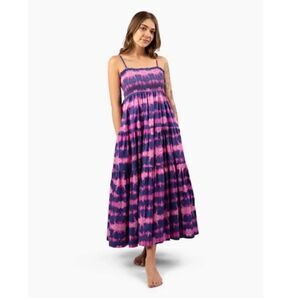 Worthy Threads Tie-Dye Midi/Maxi Dress in Fuschia & Navy Size S